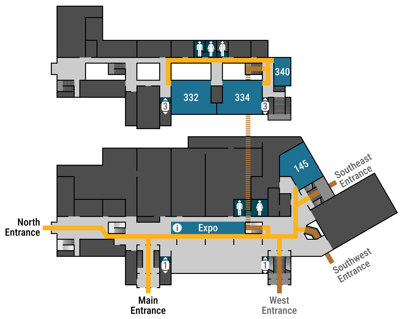 Map of HUB floors 1 and 3